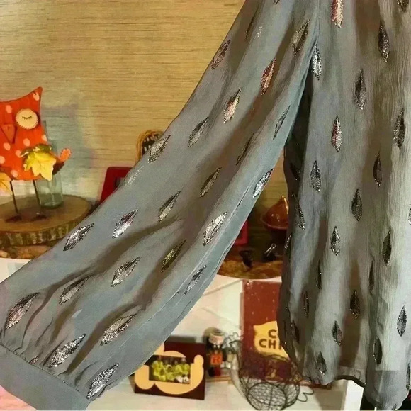 Joie - Silk Mauro Metallic Top Grey Silver Women’s Size Small Semi-sheer Blouse - Picture 7 of 14